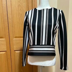 Black & white striped long-sleeve top